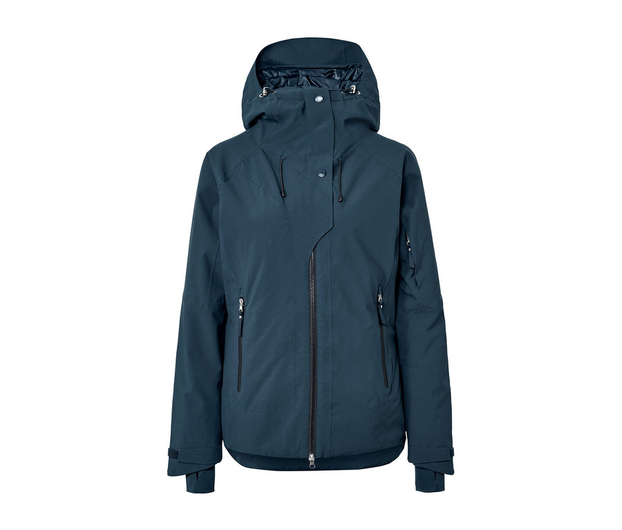 Tengerészkék síkabát fehér háttérrel.