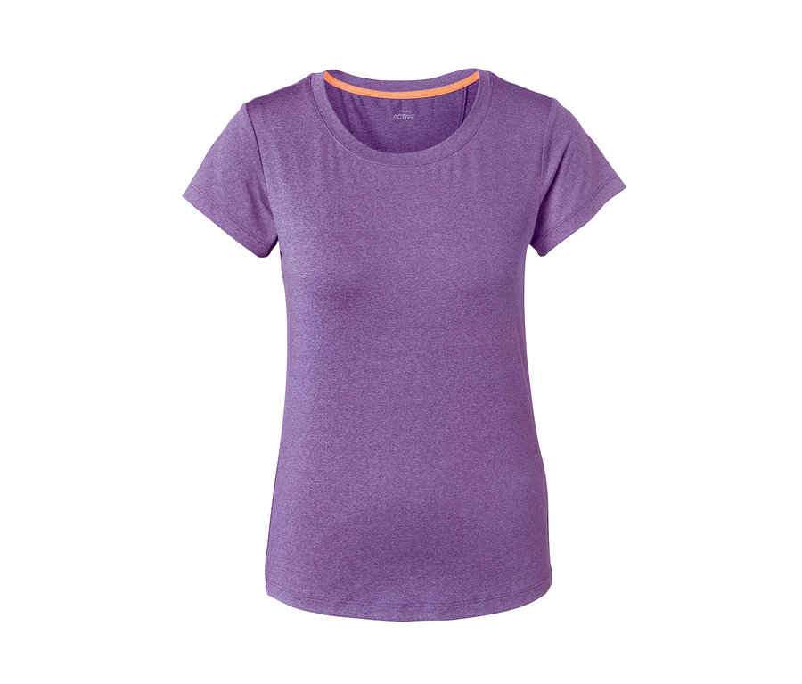 Lila, rövid ujjú funkcionális szteccs póló.