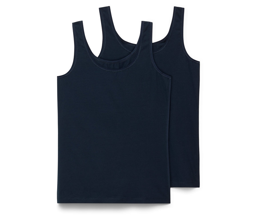 Két sötétkék női trikó egymáson.