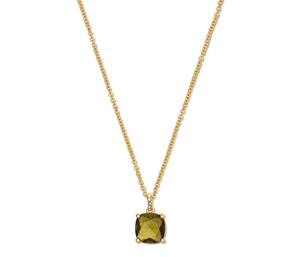 Nyaklánc zöldesbarna üvegkristály kővel