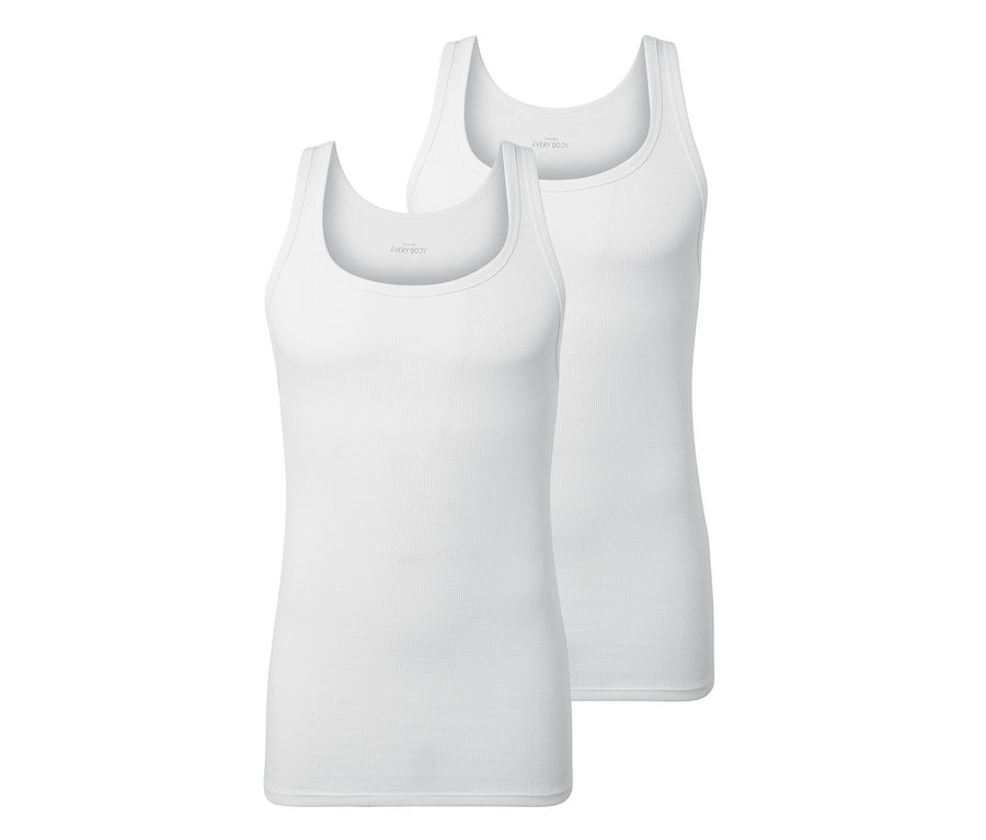 Két fehér, dupla bordás top.