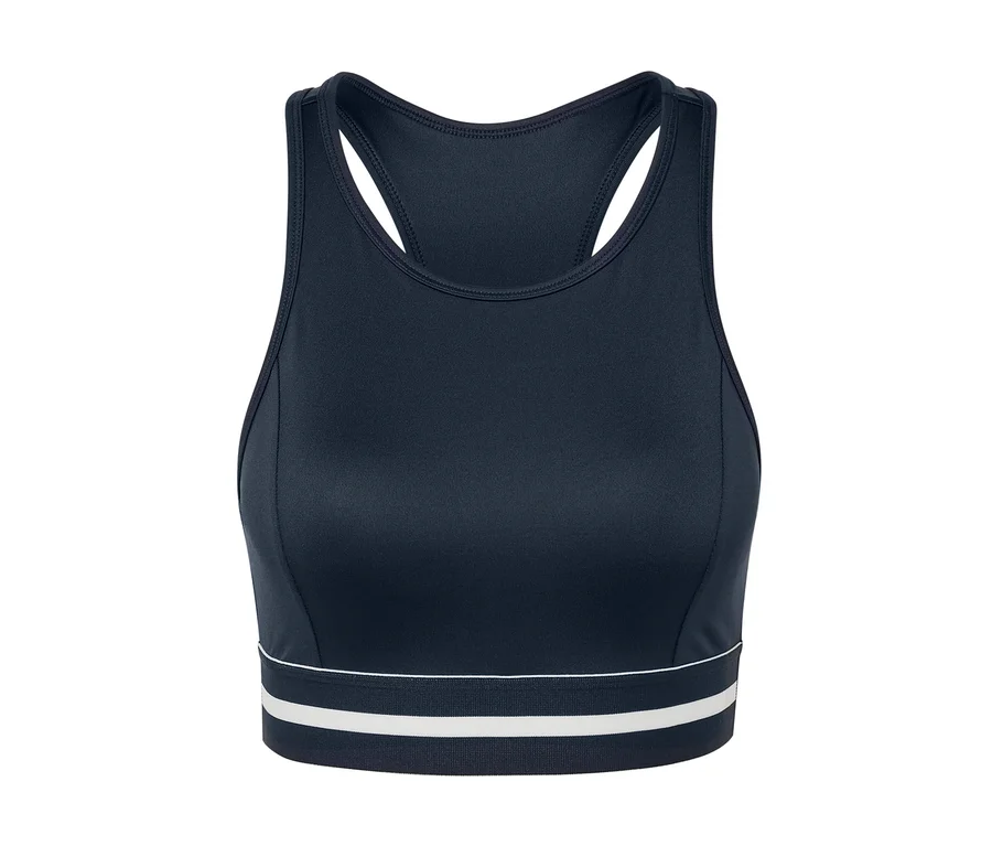Kék »Crop Top« sportmelltartó.