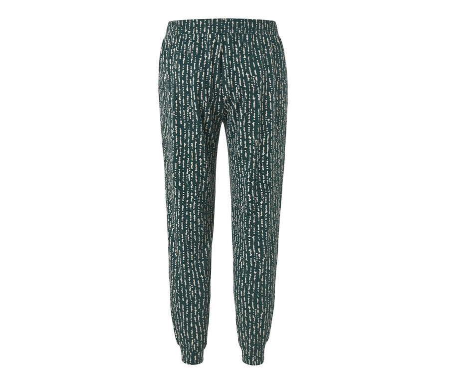 A képen látható sötétzöld színű, mintás női szabadidőnadrág.