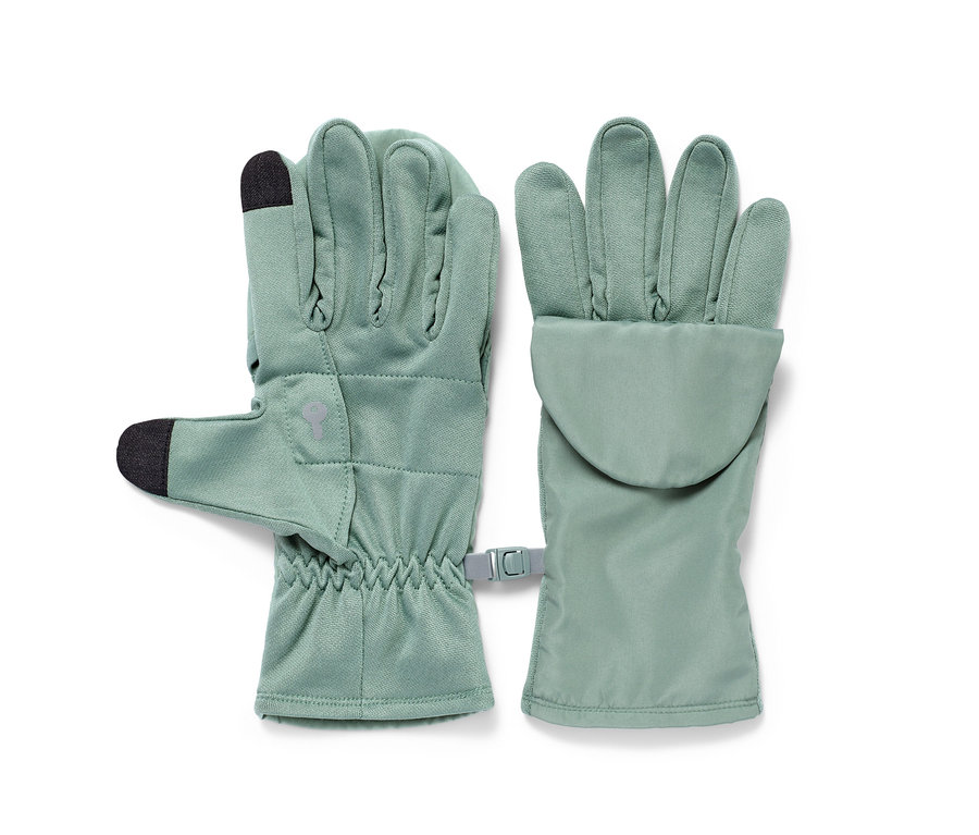 Két világoszöld, 2 az 1-ben futókesztyű, zsebbel.