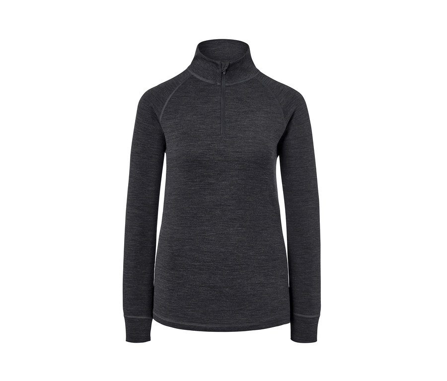 Női hosszú ujjú funkcionális felső, merinó, antracit.