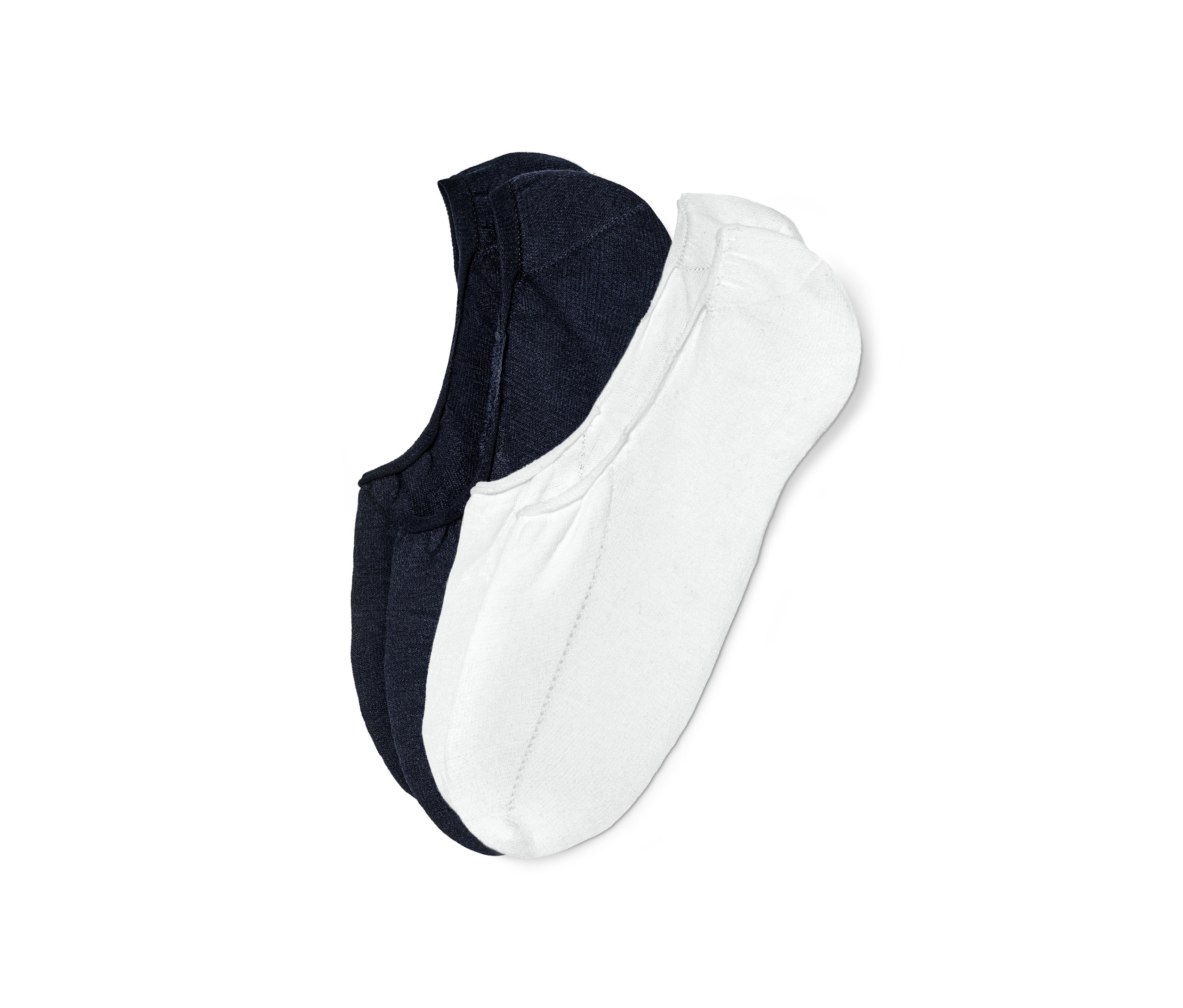 Két pár női titokzokni szettben, egy sötétkék és egy fehér.