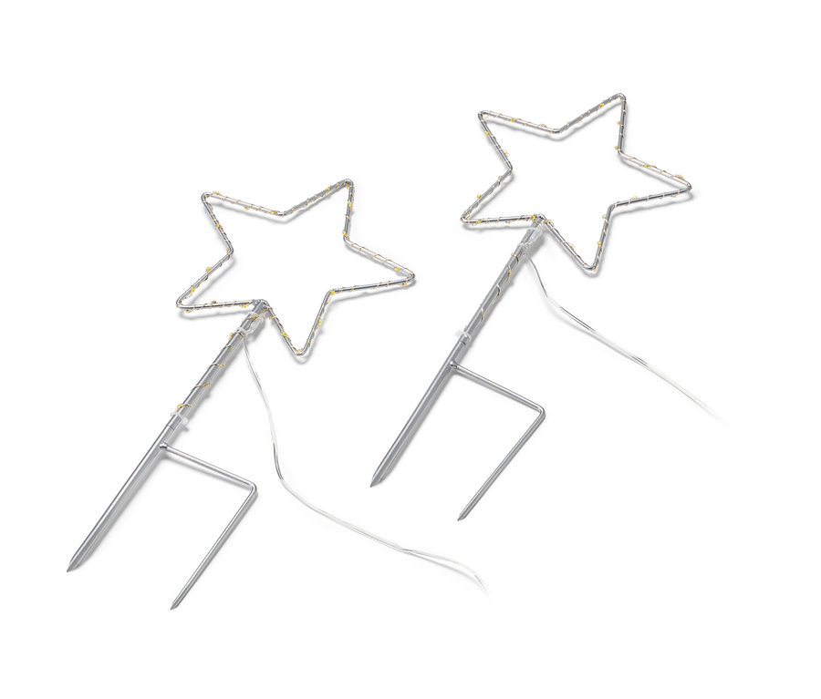 Két kicsi LED-es csillag leszúrható nyárson.