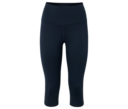 Sötétkék, térdig érő leggings.
