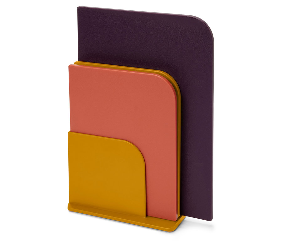 Sárga, narancssárga és lila dokumentumrendező.