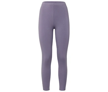 Lila, RWS-tanúsítvánnyal rendelkező gyapjú leggings fehér háttérrel.