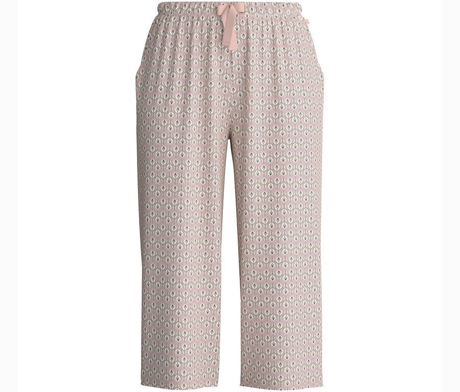 A mintás és megkötős Calida »Favorites Arts« 3/4-es nadrág látható.