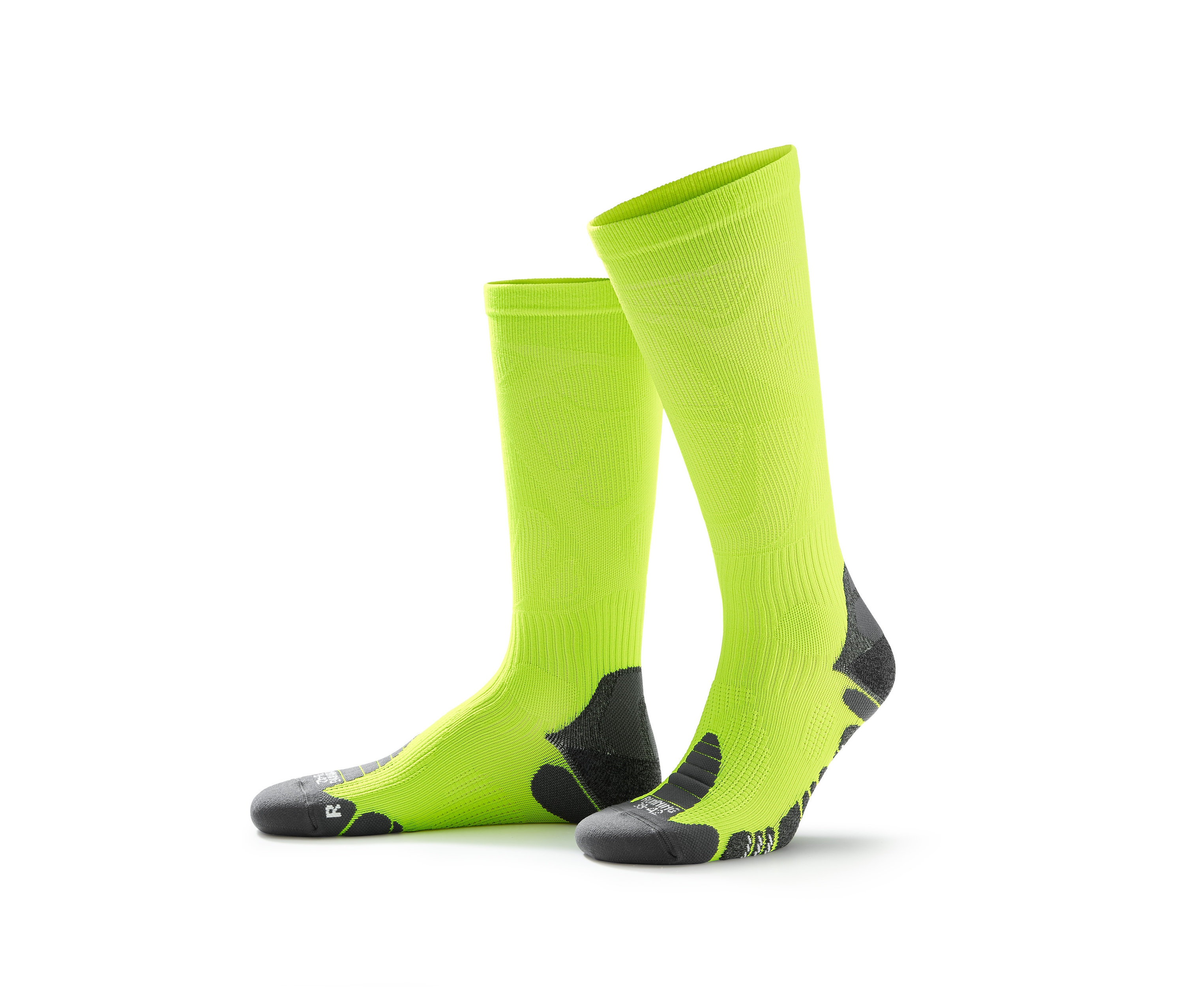 Két pár neonzöld Performance kompressziós zokni.