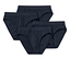 Négy sötétkék férfi alsónadrág elrendezve egy fehér háttéren.