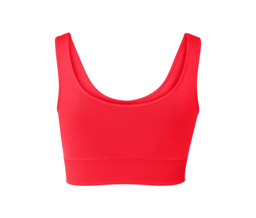 Piros női bustier sportmelltartó.