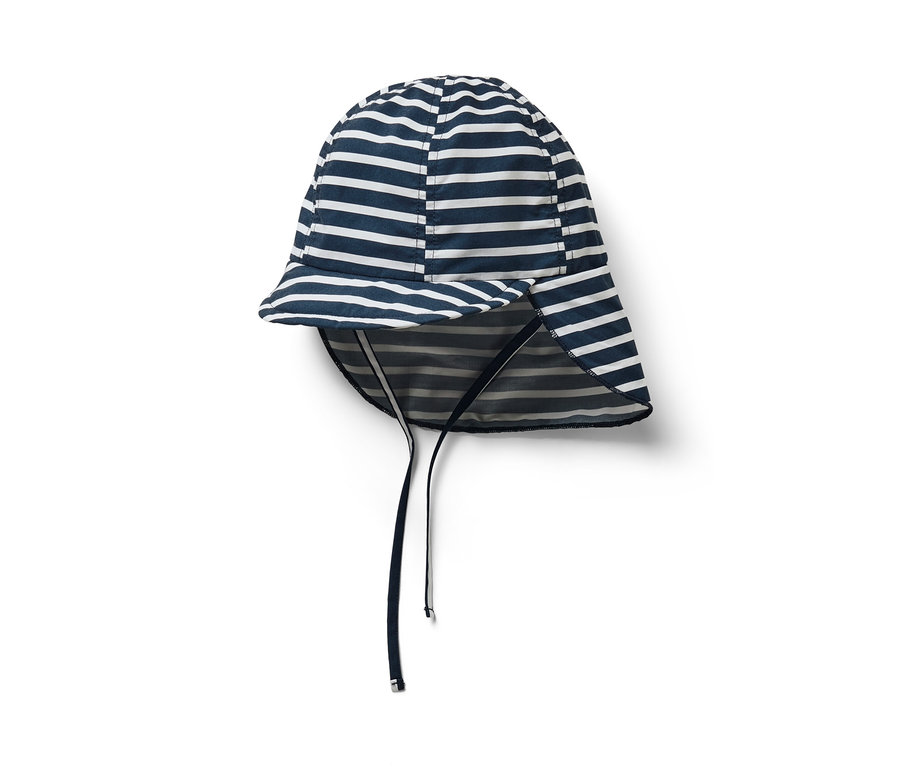 Csíkos nyári gyereksapka, 80-as fényvédő faktorral.