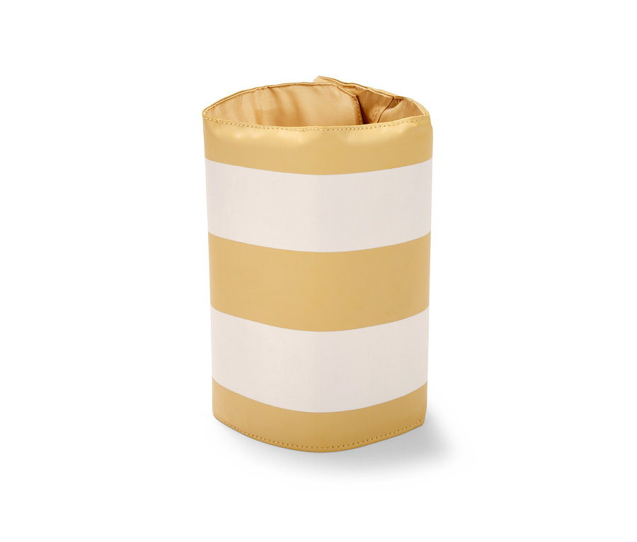 Hűtőköpeny palackhoz, arany és fehér csíkokkal.