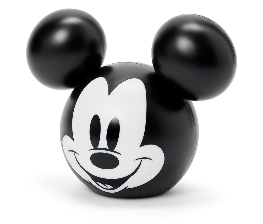 Közeli kép egy fekete-fehér Mickey egér figuráról.