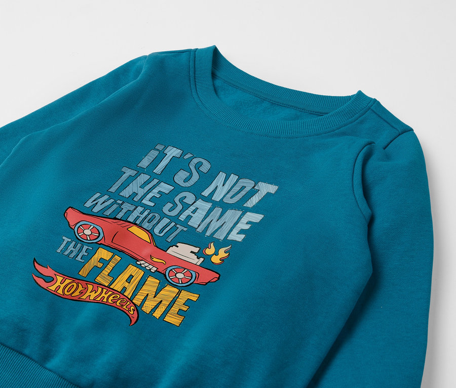 Kék »Hot Wheels« gyerek szabadidőfelső autó mintával.