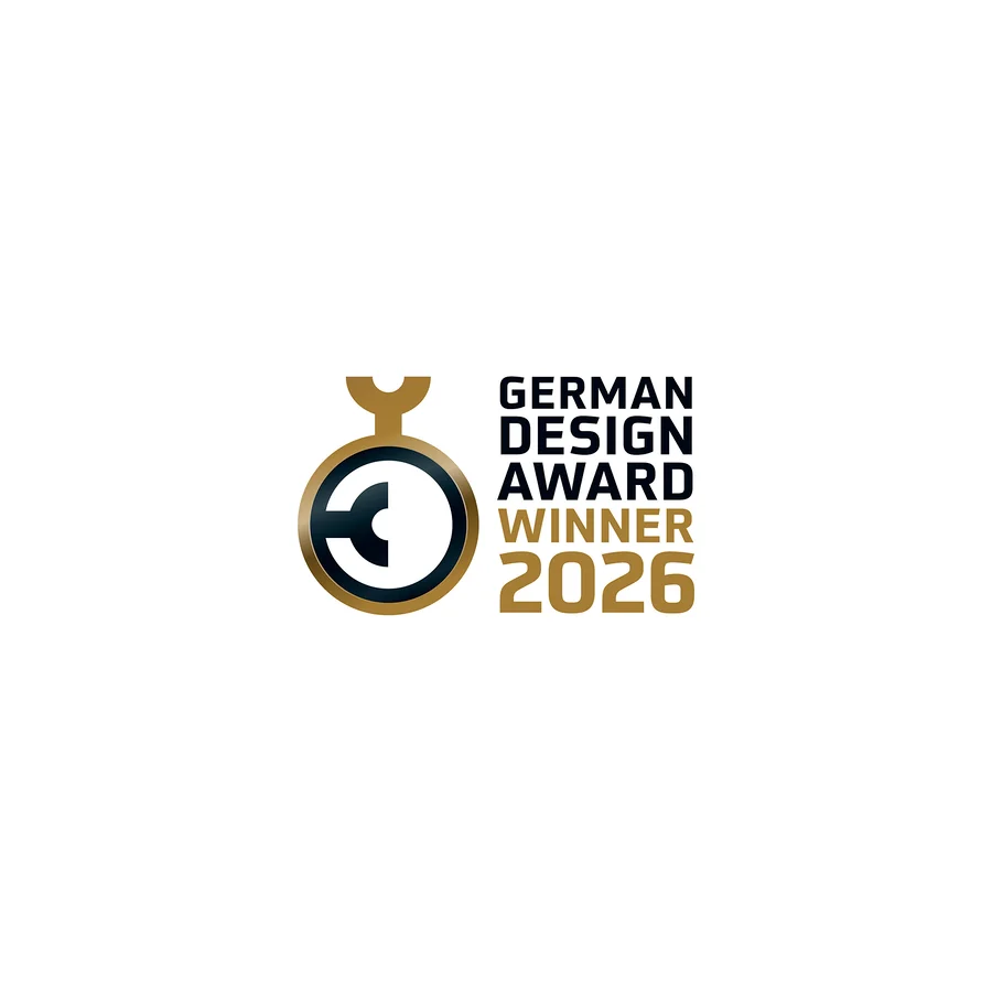 Goldene Medaille mit der Aufschrift German Design Award Winner 2026.