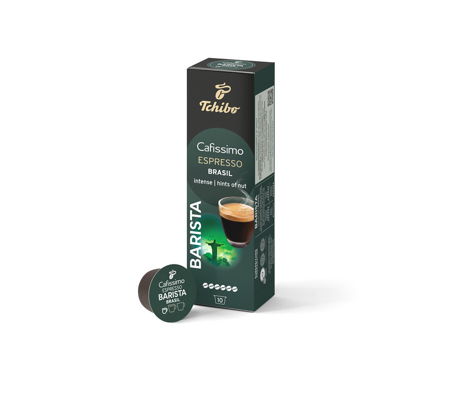 Egy csomag és egy kapszula Cafissimo Barista Espresso Brasil.