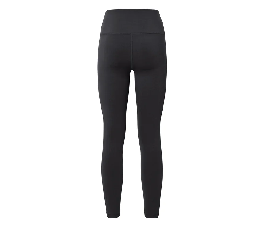 Fekete, magas derekú leggings, hátulról fényképezve.