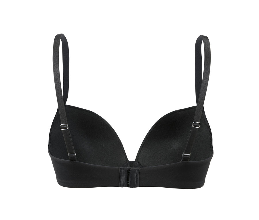 Fekete push-up melltartó csipkével, hátulnézet.