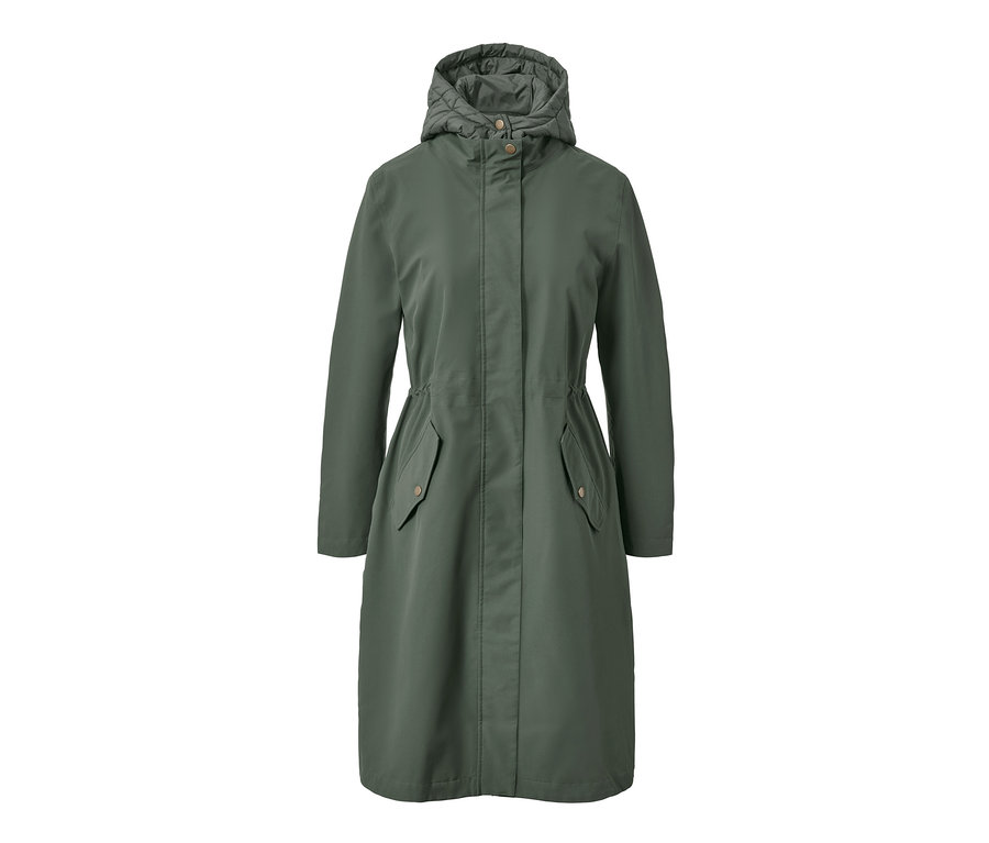 Khaki női funkcionális parka kabát.