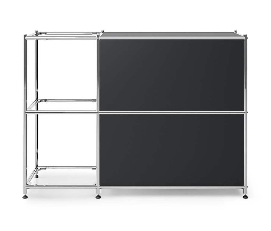 Fekete »CN3« fém komód 2 lenyíló ajtóval.