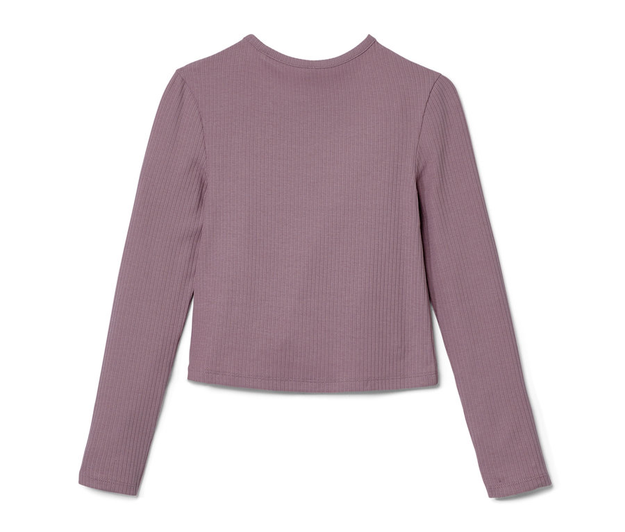 Lány hosszú ujjú felső, bordázott, mályva.