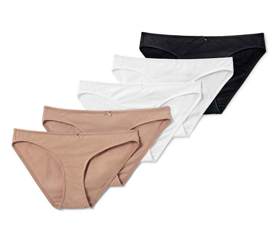 Öt egyszínű alsó fekete, fehér és bézs színekben.
