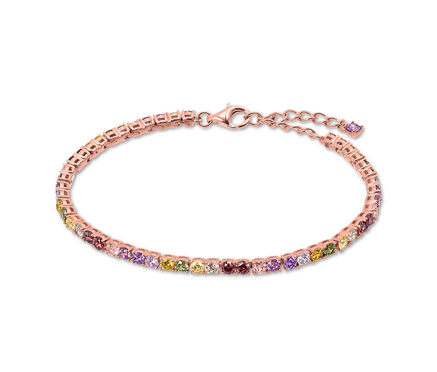 925-ös ezüst karkötő, Tennis Multicolor fehér háttérrel.