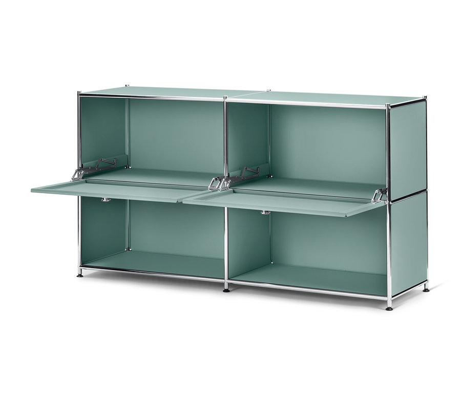 Zöld polcos komód »CN3« 2 lenyíló ajtóval.