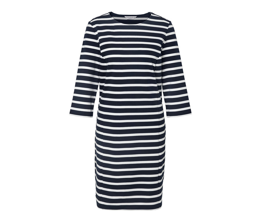 Kék-fehér csíkos női lezser ruha.