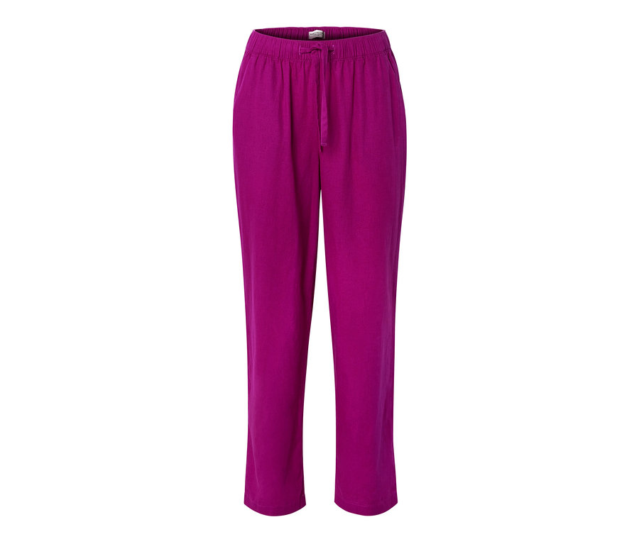 Női lezser nadrág, lenvászonnal, fukszia.