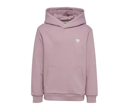 Világoslila hummel® HMLJR Loose Hoodie Bee kapucnis pulóver kenguru zsebbel és bordázott mandzsettával.