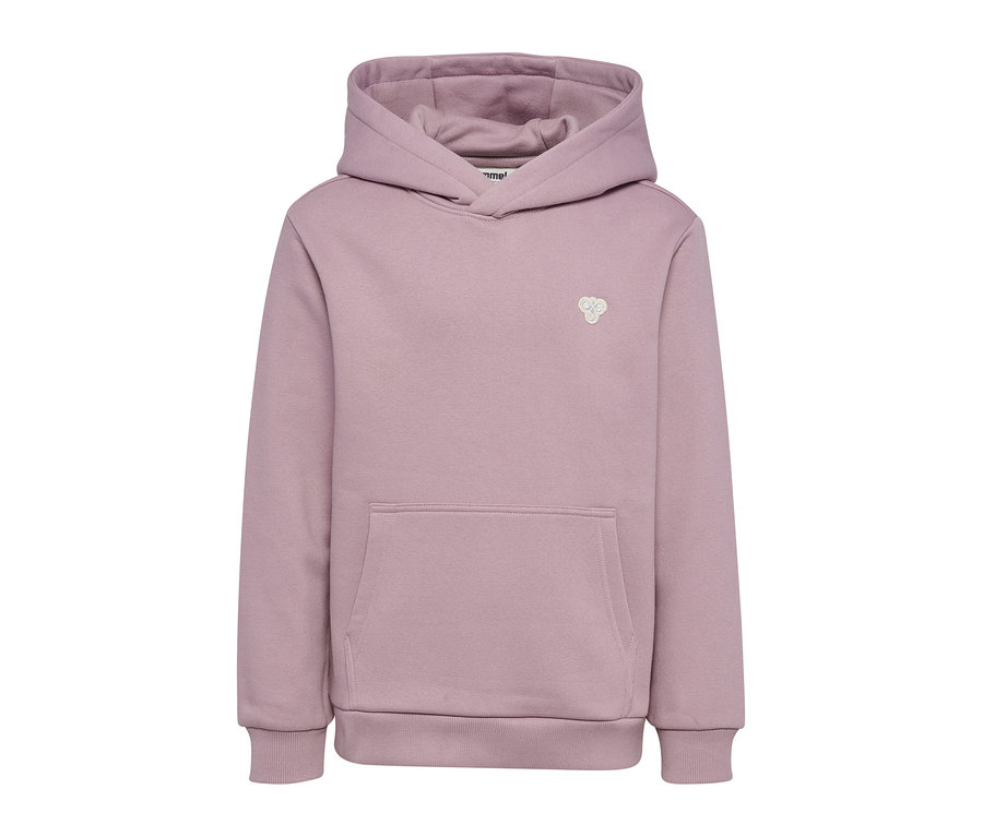 Világoslila hummel® HMLJR Loose Hoodie Bee kapucnis pulóver kenguru zsebbel és bordázott mandzsettával.