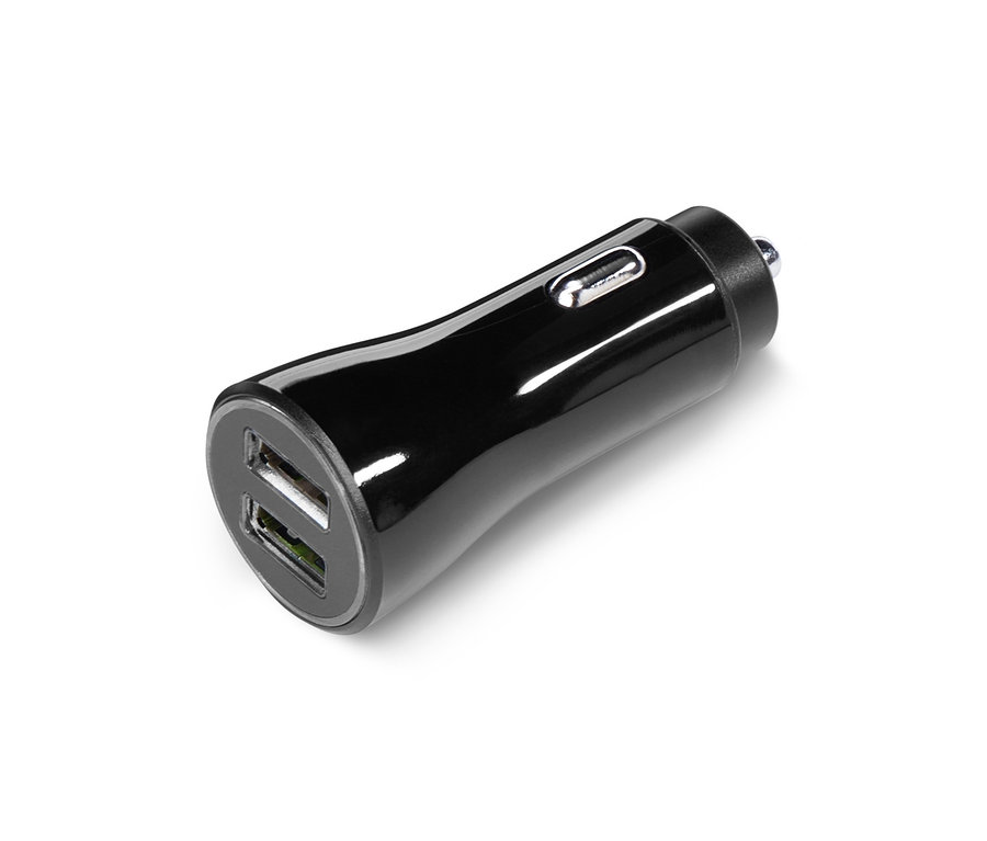 Fekete autós USB töltő.