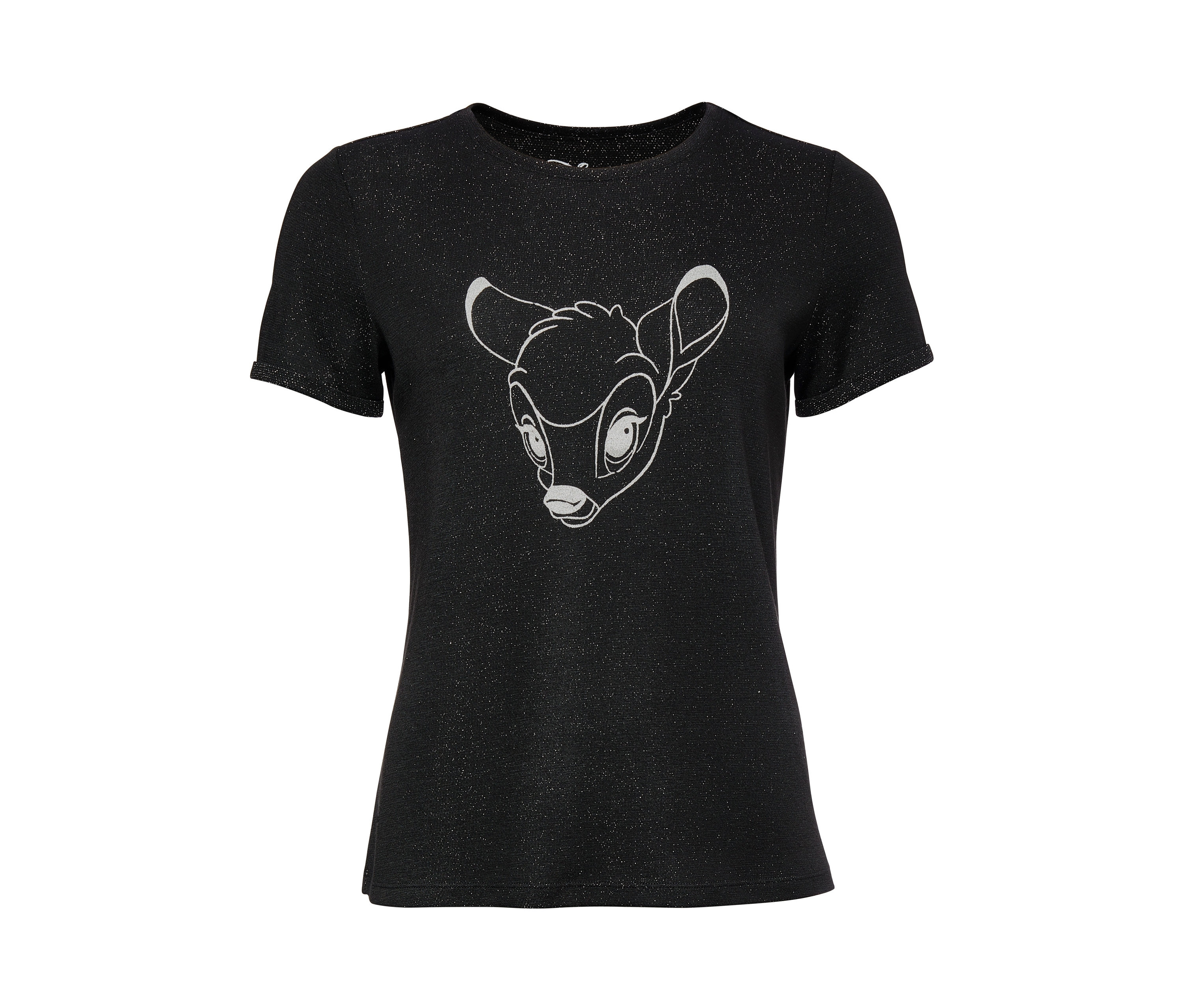 Fekete, rövid ujjú »Disney« póló, Bambi mintával.