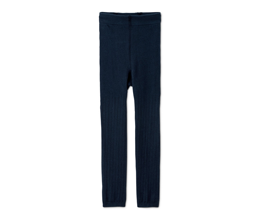 Egy sötétkék kötött leggings.