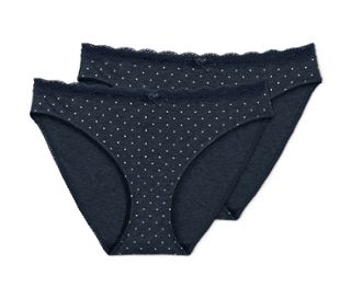 2x melírozott sötétkék, fehér pöttyös