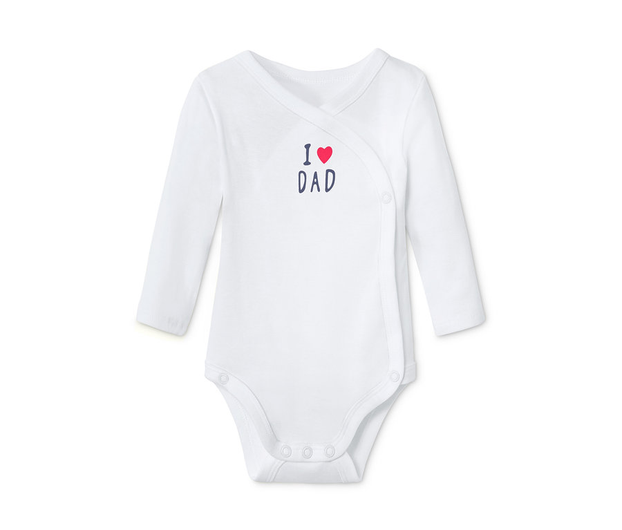 Fehér, hosszú ujjú body I love DAD felirattal, 5 db
