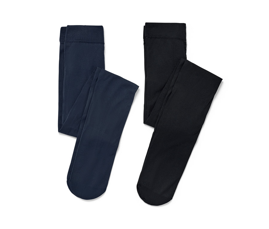 Két darab lányka nejlonharisnya: egy sötétkék és egy fekete.