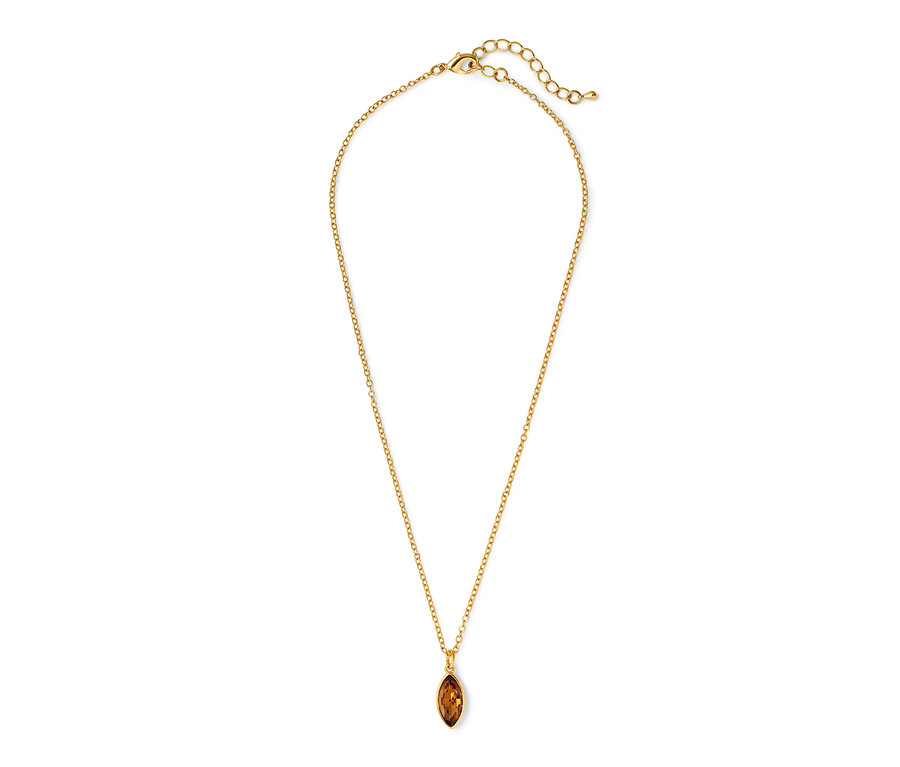 Arany nyaklánc barna kristály navettával.