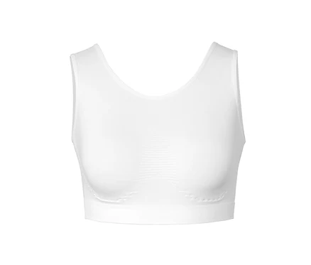 Egy fehér, női seamless bustier melltartó részletfotója.