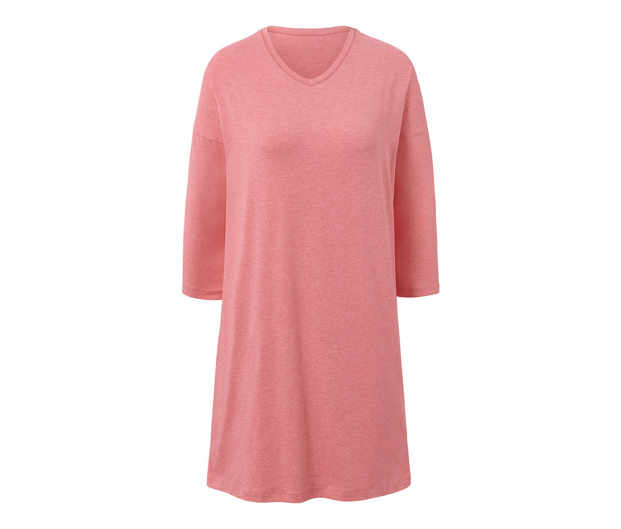 Korall színű, háromnegyedes ujjú, V-nyakú női hálóing.