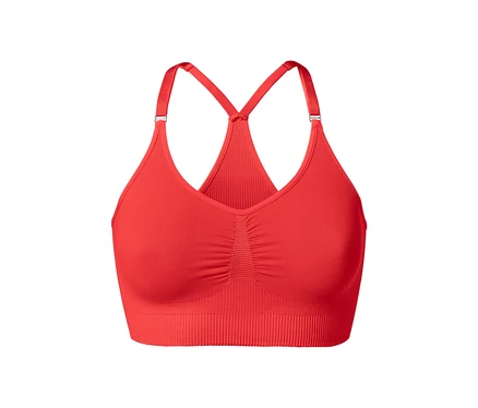 Piros női bustier sportmelltartó.