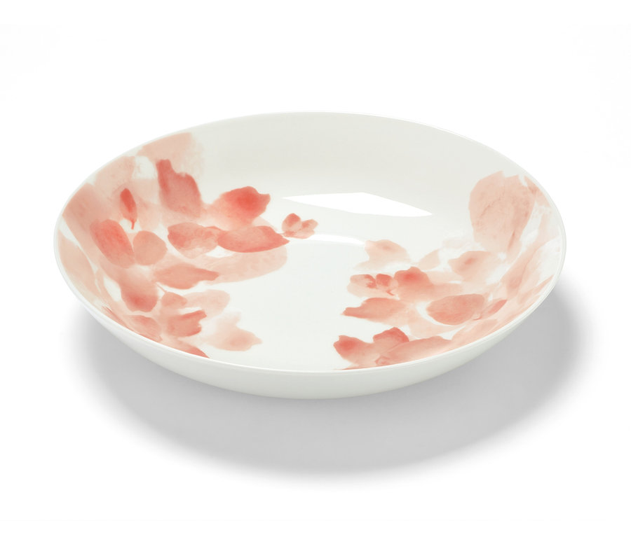 Fehér porcelán virágmintás tál.