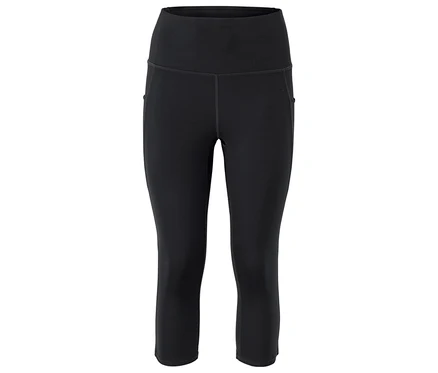 Fekete, háromnegyedes, magas derekú leggings.