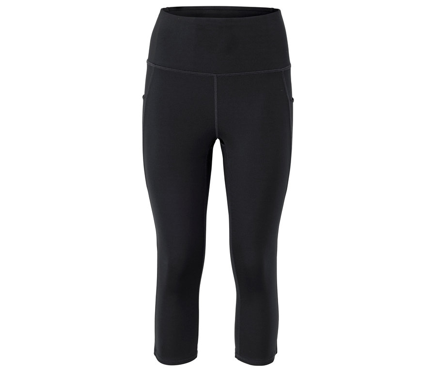 Fekete, háromnegyedes, magas derekú leggings.