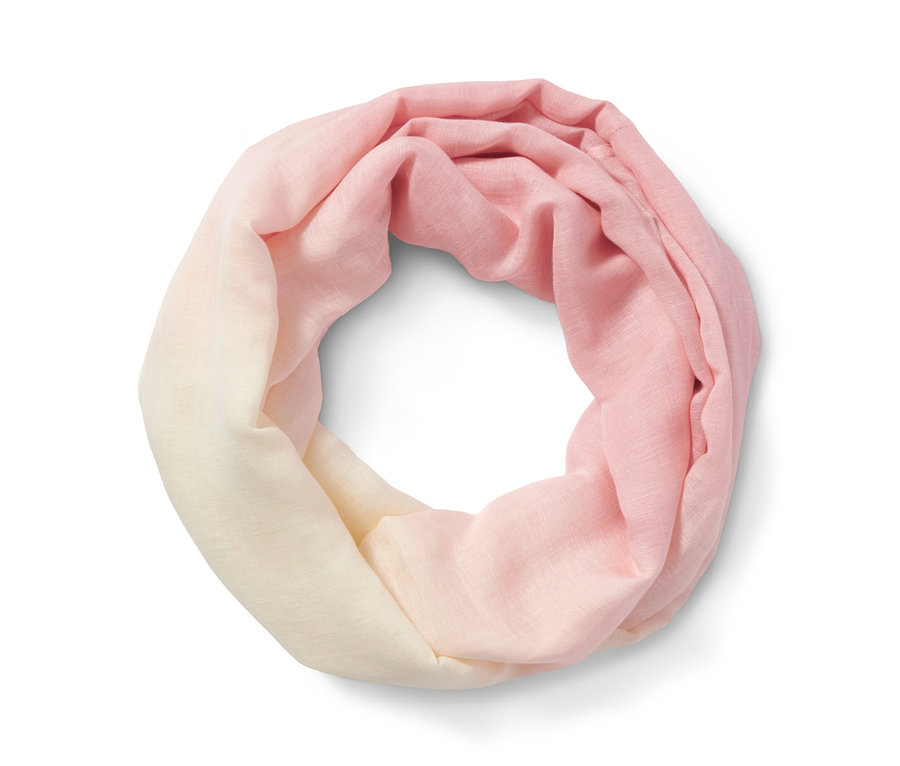 Krémszínű és rózsaszín ombré hatású női csősál.